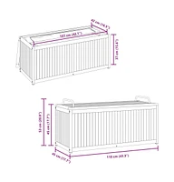 Patio Cushion Box 43.3"x17.7"x16.5"/20.9" Solid Wood Acacia and Steel