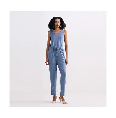 Relaxed Drawstring Jumpsuit Blue
