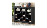 Sleek Design 24 Shoe Cubby Console, Modern Shoe Cabinet with Curved Base, Versatile Sideboard with High-quality for Hallway