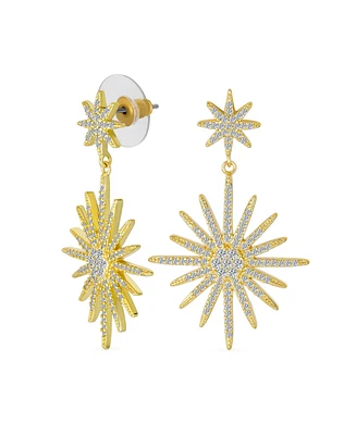 Bling Jewelry Classic Dangle Chandelier Earrings Cz Starburst Gold Prom