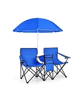 Portable Folding Picnic Double Chair With Umbrella