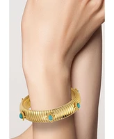 Rachel Zoe Gold Plated Bold Tubogas Bangle Bracelet with Synthetic Turquoise