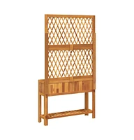 Planter with Trellis and Shelf 39.4"x12.6"x72.8" Solid Wood Acacia