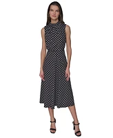 Karl Lagerfeld Paris Women's Printed Mock-Neck Midi Dress