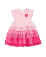 Sweet Wink Little and Big Girls Pink Petal Valentine's Day Short Sleeve Tutu Dress