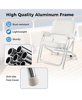 Portable Aluminum Boat Deck Beach Chair with Cushioned Seat