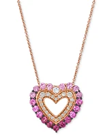 Le Vian Pink Sapphire Ombre (7/8 ct. t.w.), White Sapphire (1/20 ct. t.w.) & Nude Diamond (1/5 ct. t.w.) Heart 20" Pendant Necklace in 14k Rose Gold