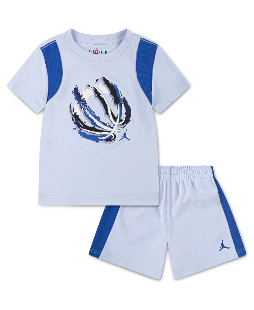 Jordan Little Boys 2-Piece Ball Fire Mixed Shorts and T-Shirt Set