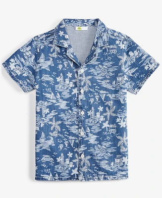Epic Threads Little & Big Boys Short-Sleeve Cotton Denim Printed Shirt, Created for Macy's