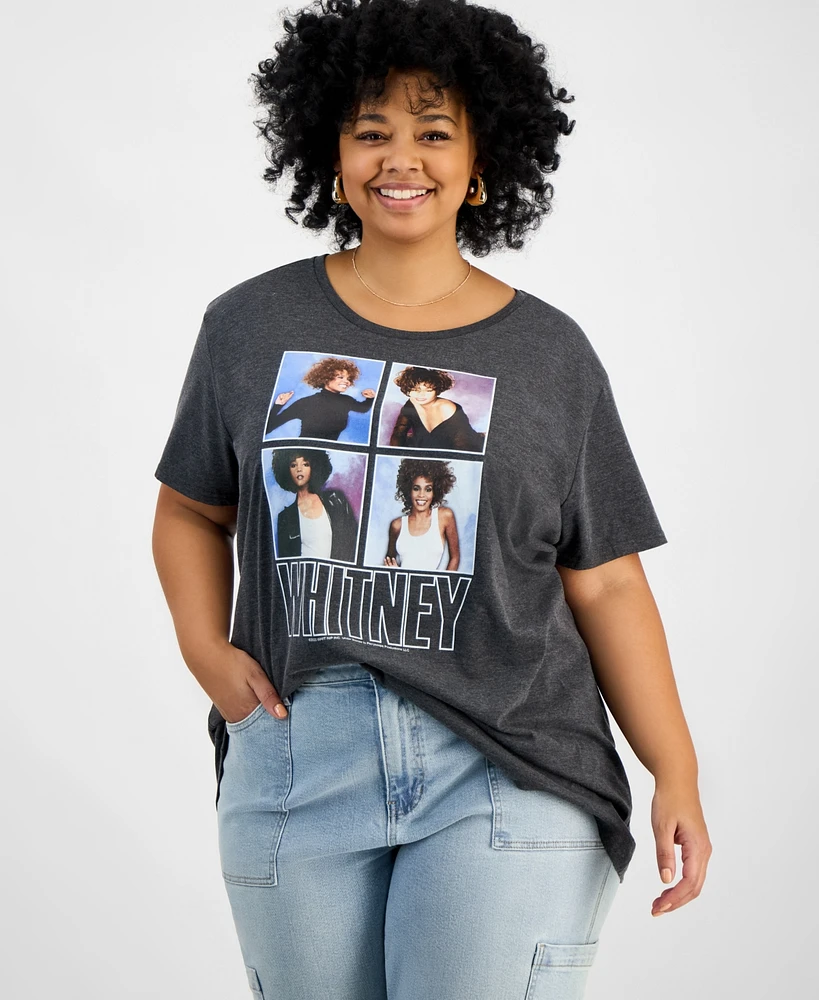 Hybrid Apparel Trendy Plus Cotton Whitney Houston Graphic Tee