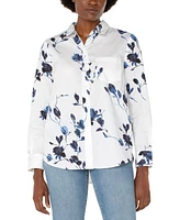 Liverpool Los Angeles Women's Long Sleeve Classic Fit Button Front Top