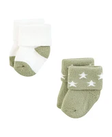 Hudson Baby Boys Cotton Rich Newborn and Terry Socks Asst Stars, Months