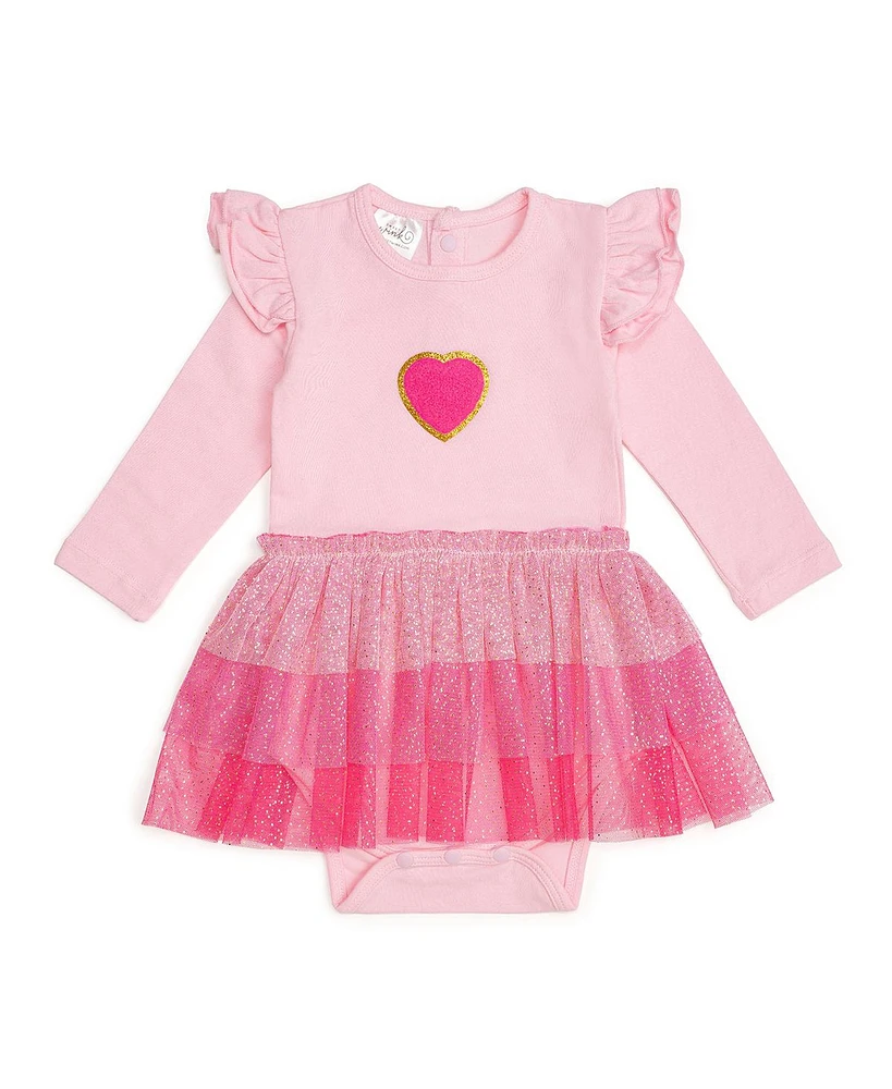 Sweet Wink Baby Girls Pink Petal Valentine's Day Long Sleeve Tutu Bodysuit