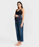 Seraphine Women's Maternity Tapered Frayed Hem Jeans