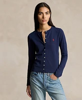 Polo Ralph Lauren Women's Stretch Mesh Cotton Crewneck Cardigan Top