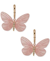 lonna & lilly Gold-Tone Pave Color Butterfly Drop Earrings