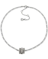 Dkny Silver-Tone Crystal Pave, Baguette & Polished Rondelle Figaro Link Pendant Necklace, 16" + 3" extender