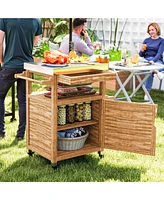 Outsunny Grill Cart, Stainless Steel Top Kitchen Island with Drawer,