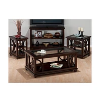 Panama Brown Contemporary Wood and Glass Small End Table