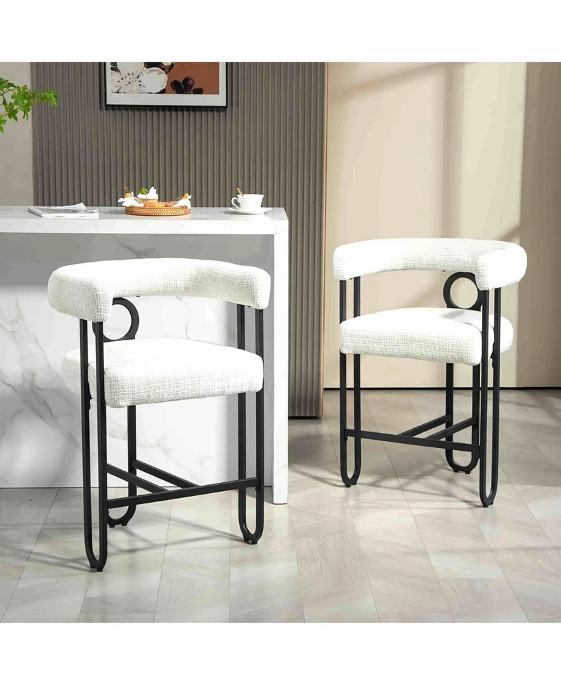 Set of 2 Modern Upholstered Bar Stools with Curved Backrest for Kitchen Island or Pub-The Pop Home