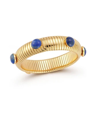 Rachel Zoe Gold Plated Bold Tubogas Bangle Bracelet with Synthetic Lapis