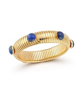 Rachel Zoe Gold Plated Bold Tubogas Bangle Bracelet with Synthetic Lapis