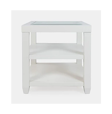 Urban Icon Contemporary Glass Inlay End Table with Storage