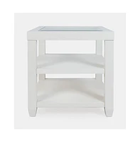 Urban Icon Contemporary Glass Inlay End Table with Storage