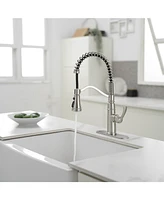 Single-Handle Pull-Down Sprayer 3-Spray High Arc Pull Down Kitchen Faucet With Deck Plate