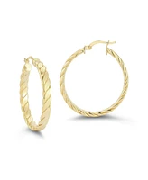 Rachel Zoe 14K Gold Plated Sterling Silver Medium Flat Twist Hoops