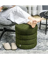 Round Upholstered Ottoman Foot Stool for Living Room and Bedroom