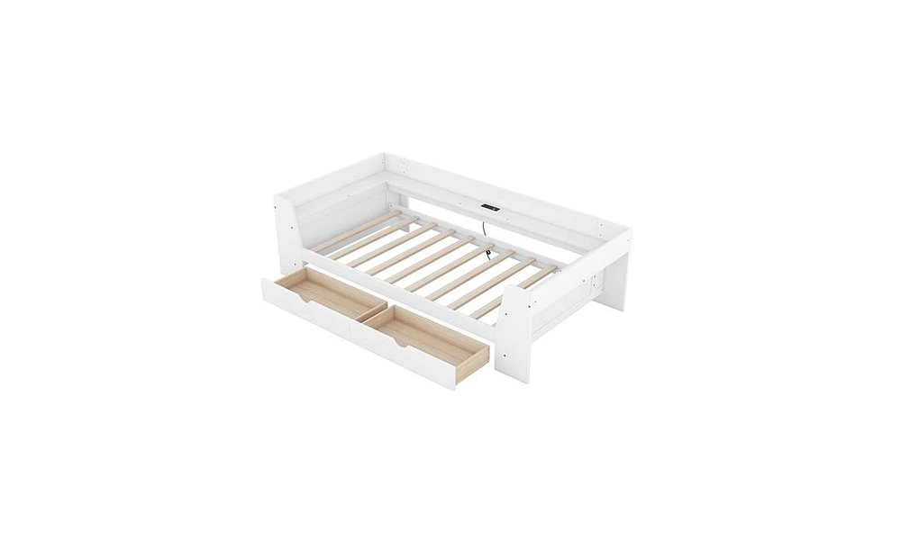 Daybed with Storage Arms, Trundle, and Built-In Charging Station