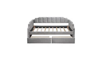 Upholstered daybed with Drawers, Wood Slat Support