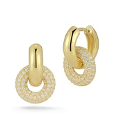 Rachel Zoe 14K Gold Plated Sterling Silver Pave Drop Earrings