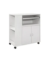 Kings Brand Furniture Alaina Kitchen Island Rolling Cart on Wheels with Storage Cabinet