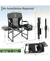 Folding Camping Directors Chair with Cooler Bag and Side Table