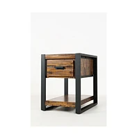 Loftworks Modern Industrial Distressed Acacia Chairside Table with Drawer