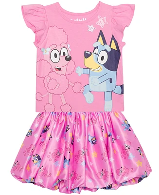 Bluey Toddler and Little Girls 2-Piece Coco Short Sleeve Top Skirt Set