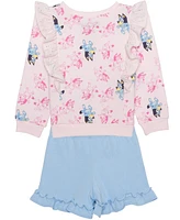 Bluey Toddler and Little Girls 2-Piece Long Sleeve Top Shorts Set