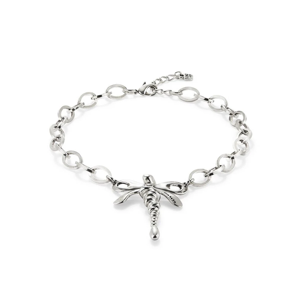 UNOde50 Sterling Silver Plated Central Dragonfly Shaped Necklace