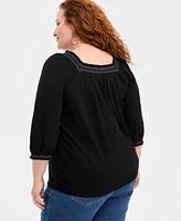 Style & Co Plus 3/4-Sleeve Top, Exclusively at Macy's