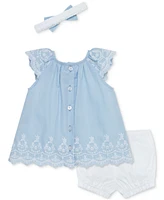 Little Me Baby Girls 3-Pc. Cotton Eyelet Tunic, Shorts & Headband Set