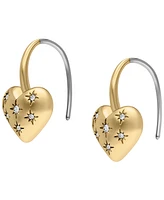 Fossil Sadie All My Love Gold-Tone Stainless Steel Heart Drop Earrings