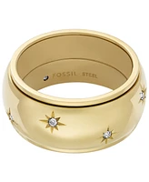 Fossil Sadie Shine Bright Gold-Tone Stainless Steel Fidget Band Ring