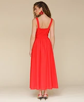 Avec Les Filles Women's Solid Drop-Waist Midi Dress