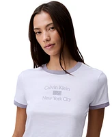 Calvin Klein Jeans Women's Cropped Logo Ringer T-Shirt