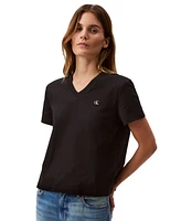 Calvin Klein Jeans Women's V-Neck Embroidered Logo T-Shirt