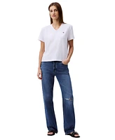 Calvin Klein Jeans Women's V-Neck Embroidered Logo T-Shirt