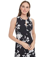 London Times Petite Printed Sleeveless Midi Dress