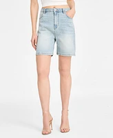 Avec Les Filles Women's Wide-Leg Embellished Denim Shorts